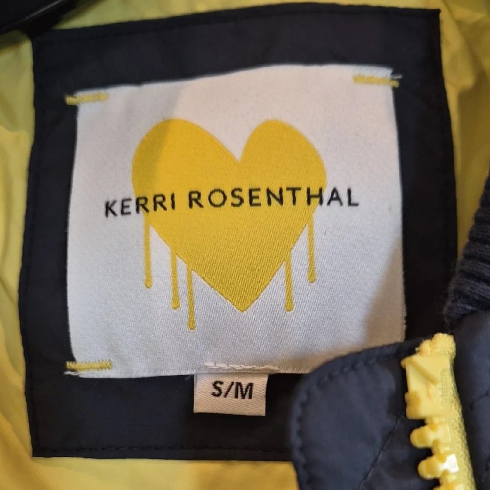 Rosenthal Navy Puffer Jacket with Pink and Yellow Trim - Picture 2 of 6